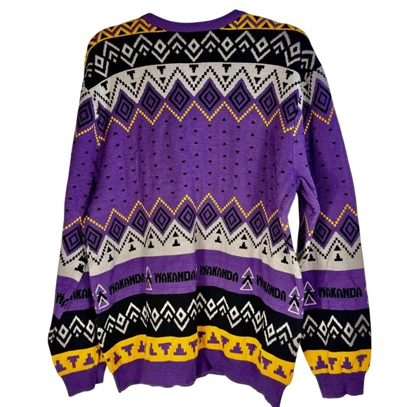 Marvel BoxLunch Black Panther Wakanda Fair Isle Knit Sweater Women's 2X Purple - Picture 5 of 7